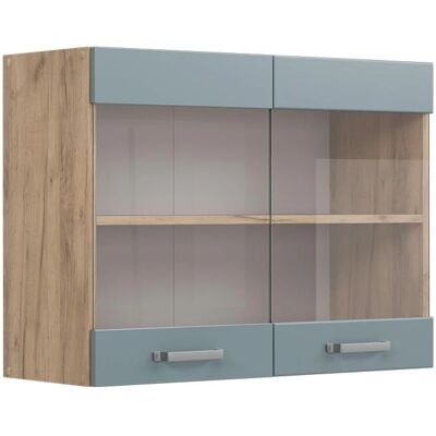 Armario de cocina con vidrio Vicco R-Line - Gris azulado/Roble dorado - 80cm Armario de cocina con vidrio Vicco R-Line - Gris azulado/Roble dorado - 80cm