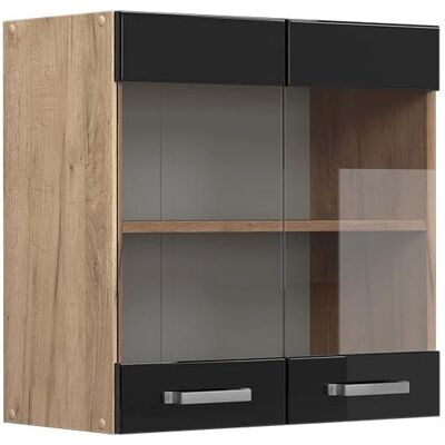 Armario de Cocina con Vidrio R-Line - Negro Brillo Intenso - 60cm Armario de Cocina con Vidrio R-Line - Negro Brillo Intenso - 60cm
