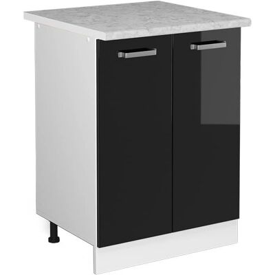 Placard de Cuisine Vicco R-Line - 60cm, Noir brillant/Blanc, Modular - Publicité Placard de Cuisine Vicco R-Line - 60cm, Noir brillant/Blanc, Modular - Publicité