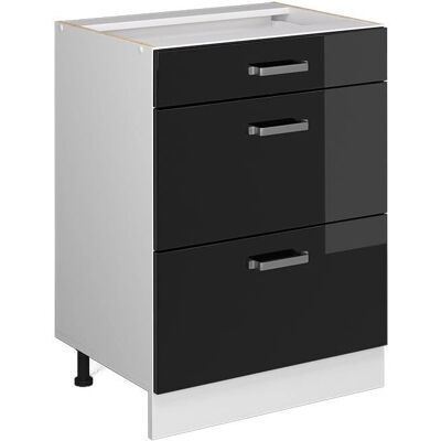 Meuble bas de cuisine Vicco R-Line - Noir brillant, 60cm, réglable - Publicité Meuble bas de cuisine Vicco R-Line - Noir brillant, 60cm, réglable - Publicité