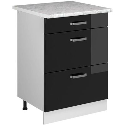 Gabinete base de cocina Vicco R-Line - Negro brillo intenso, 60cm Gabinete base de cocina Vicco R-Line - Negro brillo intenso, 60cm