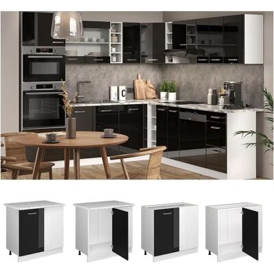 Vicco Eckschrank - R-Line, Schwarz Hochglanz, Marmor, 86cm Vicco Eckschrank - R-Line, Schwarz Hochglanz, Marmor, 86cm
