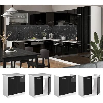 Vicco Gabinete de Cocina de Alto Brillo en Negro de 80cm - R-Line Vicco Gabinete de Cocina de Alto Brillo en Negro de 80cm - R-Line