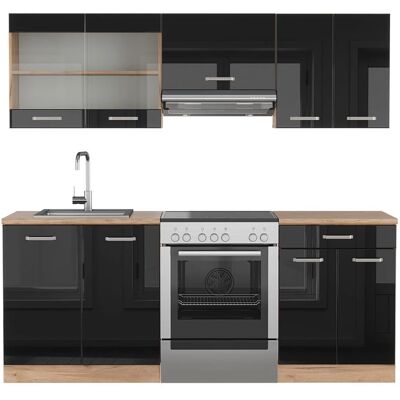 Unidades de Cocina Modulares Vicco R-Line - Negro/Dorado Brillante - 200cm Unidades de Cocina Modulares Vicco R-Line - Negro/Dorado Brillante - 200cm