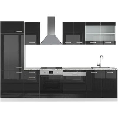 Cocina modular Vicco R-Line - 300 cm, Negro Alto Brillo, Ajustable Cocina modular Vicco R-Line - 300 cm, Negro Alto Brillo, Ajustable