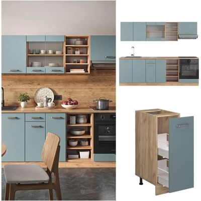 Mueble de cocina Vicco R-Line - 240cm, Azul-Gris-Dorado Mueble de cocina Vicco R-Line - 240cm, Azul-Gris-Dorado