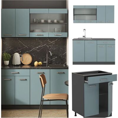 Cocina modular Vicco R-Line - 140cm, Gris azulado/antracita Cocina modular Vicco R-Line - 140cm, Gris azulado/antracita