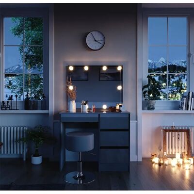 Mesita de maquillaje Vicco Sherry - Espejo LED, Taburete ajustable, 90cm Mesita de maquillaje Vicco Sherry - Espejo LED, Taburete ajustable, 90cm