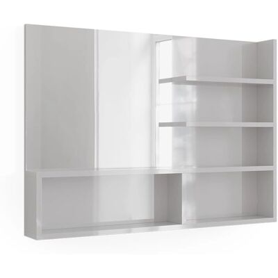 Espejo de baño Vicco - Estantes abiertos, Blanco alto brillo - Espejo de baño Espejo de baño Vicco - Estantes abiertos, Blanco alto brillo - Espejo de baño