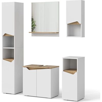 Conjunto de muebles de baño Vicco Marelle - Blanco/Roble artesanal - 5 piezas Conjunto de muebles de baño Vicco Marelle - Blanco/Roble artesanal - 5 piezas