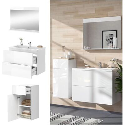 Conjunto de Muebles de Baño Vicco Izan - Blanco Brillo Alto, 4 Piezas Conjunto de Muebles de Baño Vicco Izan - Blanco Brillo Alto, 4 Piezas