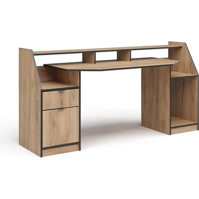 Mesa de juegos Vicco - Joel, Roble dorado / Negro - Escritorio moderno Mesa de juegos Vicco - Joel, Roble dorado / Negro - Escritorio moderno