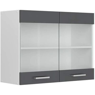 Gabinete de Pared Vicco R-Line - Antracita, 80cm, Puertas de Cristal Gabinete de Pared Vicco R-Line - Antracita, 80cm, Puertas de Cristal