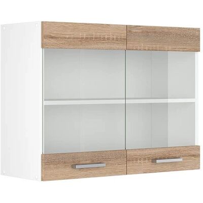 Vicco Gabinete de pared Sonoma - Puertas de cristal - 80cm Vicco Gabinete de pared Sonoma - Puertas de cristal - 80cm