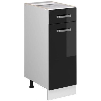 Gabinete universal Vicco - 30cm, Negro brillo intenso/Blanco, R-Line Gabinete universal Vicco - 30cm, Negro brillo intenso/Blanco, R-Line
