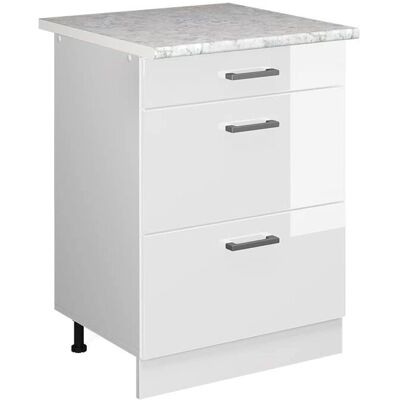 Gabinete universal Vicco R-Line - 3 cajones, Blanco brillante, 60cm - Mueble Gabinete universal Vicco R-Line - 3 cajones, Blanco brillante, 60cm - Mueble