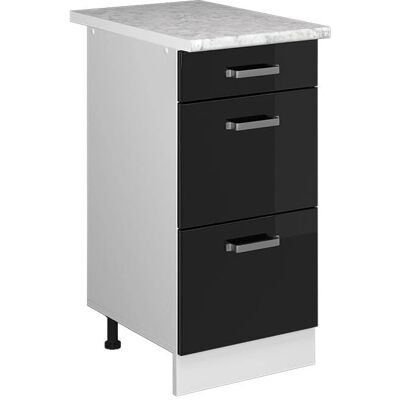 Vicco Armoire universelle - 40cm, Noir brillant, 3 tiroirs - Meubles - Publicité Vicco Armoire universelle - 40cm, Noir brillant, 3 tiroirs - Meubles - Publicité