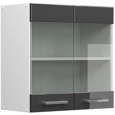 Armario de Pared Vicco R-Line - 60cm Alto Brillo Antracita y Blanco Armario de Pared Vicco R-Line - 60cm Alto Brillo Antracita y Blanco