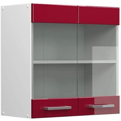 Gabinete de Pared Vicco R-Line Rojo Burdeos - Puertas de cristal Gabinete de Pared Vicco R-Line Rojo Burdeos - Puertas de cristal