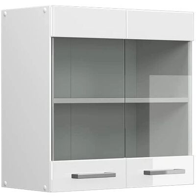 Gabinete de Pared Vicco R-Line - Blanco Alto Brillo, 60cm con Puertas de Cristal Gabinete de Pared Vicco R-Line - Blanco Alto Brillo, 60cm con Puertas de Cristal