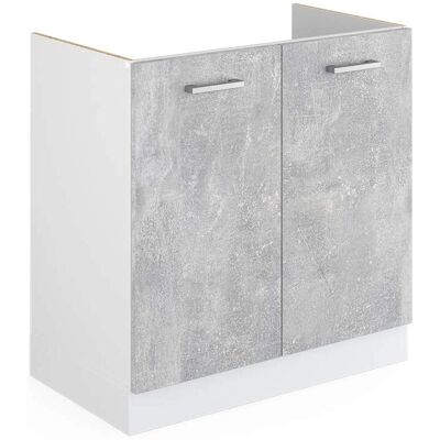 Vicco Mueble de baño - 80cm, Hormigón, Blanco, Dos puertas - Muebles de baño Vicco Mueble de baño - 80cm, Hormigón, Blanco, Dos puertas - Muebles de baño