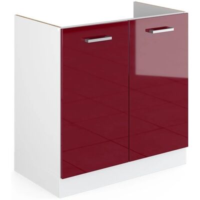 Gabinete de baño Vicco - R-Line, Burdeos brillo, 80cm, 2 puertas Gabinete de baño Vicco - R-Line, Burdeos brillo, 80cm, 2 puertas