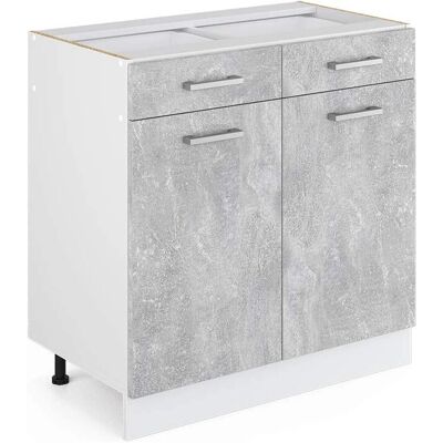 Vicco Meuble bas universel R-Line - Blanc-Béton - 80cm - Mobilier de rangement - Publicité Vicco Meuble bas universel R-Line - Blanc-Béton - 80cm - Mobilier de rangement - Publicité