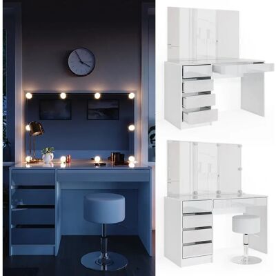 Vicco - Coiffeuse Sherry Blanc 120cm à LED et Tabouret - Publicité Vicco - Coiffeuse Sherry Blanc 120cm à LED et Tabouret - Publicité