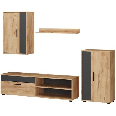 Mueble de pared Vicco Berno - Roble dorado/Antracita - Almacenamiento TV Mueble de pared Vicco Berno - Roble dorado/Antracita - Almacenamiento TV