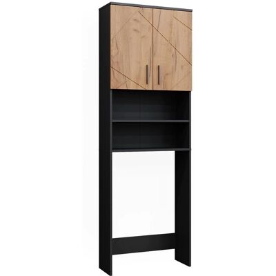 Armario para lavadora VICCO - Blanco Brillante / Roble Dorado / Antracita - Muebles de Baño Armario para lavadora VICCO - Blanco Brillante / Roble Dorado / Antracita - Muebles de Baño