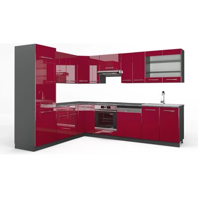 Vicco - Cocina en L - Burdeos Brillo/Antracita - 227x287cm Vicco - Cocina en L - Burdeos Brillo/Antracita - 227x287cm