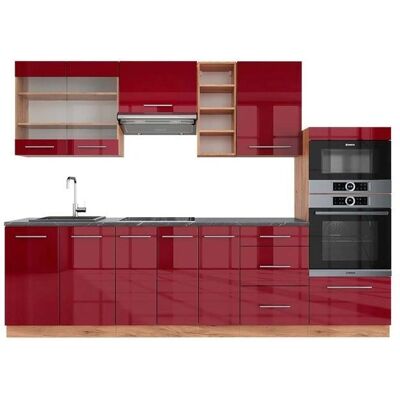 Vicco Mueble de Cocina - Burdeos Brillo/Roble Dorado, 280cm - Muebles de Cocina Vicco Mueble de Cocina - Burdeos Brillo/Roble Dorado, 280cm - Muebles de Cocina