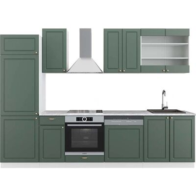 Vicco Armario de cocina - 300cm Melamina MDF - Verde-Dorado Casa de campo/Blanco Vicco Armario de cocina - 300cm Melamina MDF - Verde-Dorado Casa de campo/Blanco