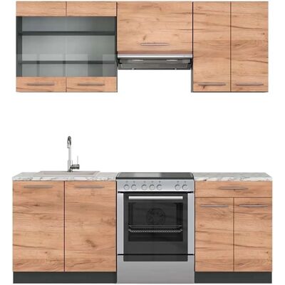 Vicco Mueble de Cocina - Fame-Line, Roble/antracita, 200cm - Mueble de cocina Vicco Mueble de Cocina - Fame-Line, Roble/antracita, 200cm - Mueble de cocina
