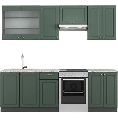 Vicco - Mueble de cocina Fame-Line, Verde-Dorado Casa de campo/Antracita, 240 cm - Mueble de cocina Vicco - Mueble de cocina Fame-Line, Verde-Dorado Casa de campo/Antracita, 240 cm - Mueble de cocina