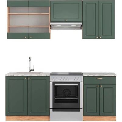 Gabinete de cocina Vicco - 200cm, Verde-Dorado, Mármol - Mueble de cocina Gabinete de cocina Vicco - 200cm, Verde-Dorado, Mármol - Mueble de cocina