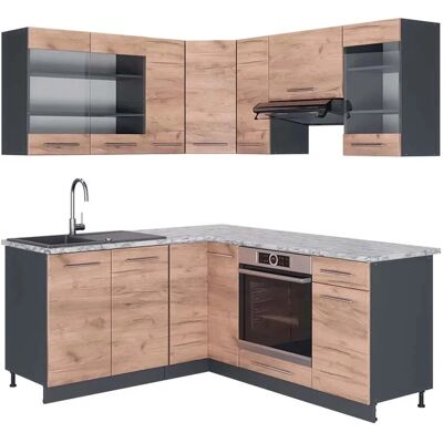 Vicco Cocina Esquinera Fame-Line - Alta Calidad 160x190cm Antracita Vicco Cocina Esquinera Fame-Line - Alta Calidad 160x190cm Antracita