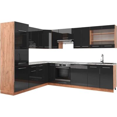 Vicco Gabinete de Cocina Esquinero - Antracita brillo intenso/roble dorado - 227x287 cm - Mármol Vicco Gabinete de Cocina Esquinero - Antracita brillo intenso/roble dorado - 227x287 cm - Mármol