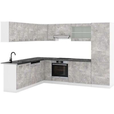 Vicco - Cocina en Esquina R-Line, Hormigón/Blanco, 227x287 cm - Cocina Vicco - Cocina en Esquina R-Line, Hormigón/Blanco, 227x287 cm - Cocina