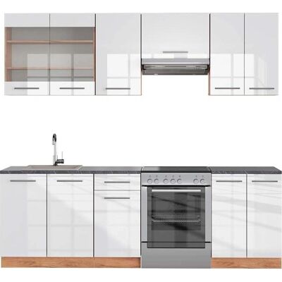 Vicco - Mueble de cocina Fame-Line - Blanco brillante / Roble dorado / Antracita - Armario de cocina Vicco - Mueble de cocina Fame-Line - Blanco brillante / Roble dorado / Antracita - Armario de cocina