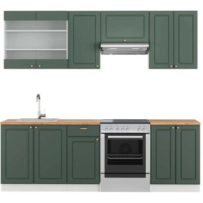 Vicco - Mueble de cocina Fame-Line, Verde-Dorado, 240 cm, Roble - Cocina Vicco - Mueble de cocina Fame-Line, Verde-Dorado, 240 cm, Roble - Cocina