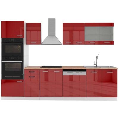 Vicco Mueble de Cocina - 300cm, Burdeos brillo intenso / Blanco - Diseño modular Vicco Mueble de Cocina - 300cm, Burdeos brillo intenso / Blanco - Diseño modular