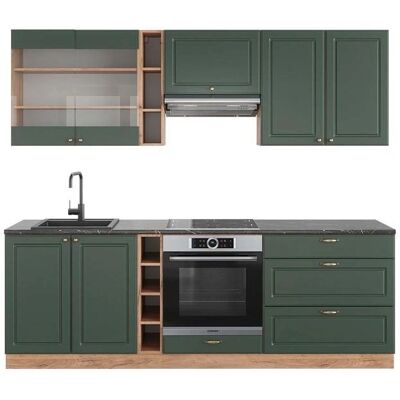 Vicco - Cocina Modular Fame-Line - 235cm - Verde-Dorado - Armario de Cocina Vicco - Cocina Modular Fame-Line - 235cm - Verde-Dorado - Armario de Cocina