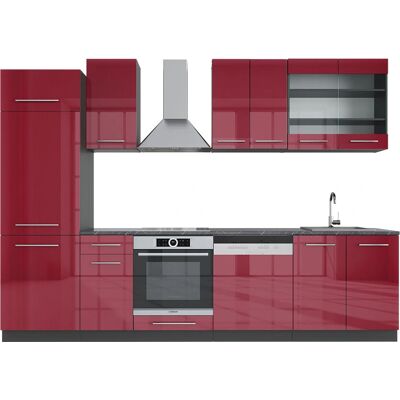 Vicco - Mueble de cocina Fame-Line - Burdeos brillo intenso/antracita - 300cm Vicco - Mueble de cocina Fame-Line - Burdeos brillo intenso/antracita - 300cm