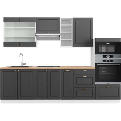 Vicco - Mueble de cocina Fame-Line - Antracita-Oro/Blanco - 280 cm - Roble Vicco - Mueble de cocina Fame-Line - Antracita-Oro/Blanco - 280 cm - Roble
