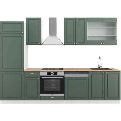 Vicco Modelo Fame-Line Gabinete de cocina - Modular, 300cm, Verde-Dorado, Blanco, Roble Vicco Modelo Fame-Line Gabinete de cocina - Modular, 300cm, Verde-Dorado, Blanco, Roble
