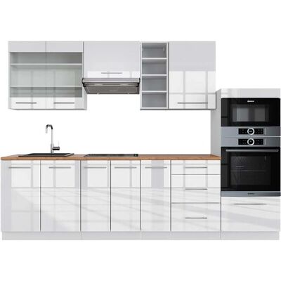 Gabinete de Cocina Vicco - Blanco Alto Brillo / Roble - 280cm - Cocina Modular Gabinete de Cocina Vicco - Blanco Alto Brillo / Roble - 280cm - Cocina Modular