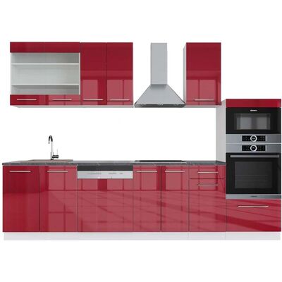 Vicco - Gabinete de cocina Fame-Line, Burdeos y Blanco, 300cm - Gabinete de Cocina Vicco - Gabinete de cocina Fame-Line, Burdeos y Blanco, 300cm - Gabinete de Cocina