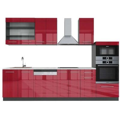 Vicco - Armario de Cocina Moderno - 300cm, Burdeos/Antracita, Frentes MDF Vicco - Armario de Cocina Moderno - 300cm, Burdeos/Antracita, Frentes MDF