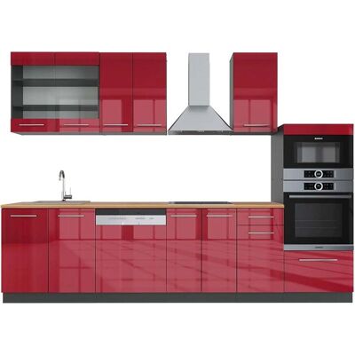 Gabinete de Cocina Vicco - Burdeos Brillo / Antracita - 300cm Gabinete de Cocina Vicco - Burdeos Brillo / Antracita - 300cm